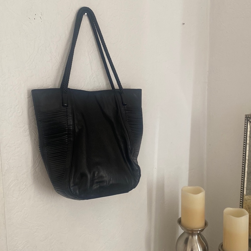 Via Spiga Black Soft Leather Medium Tote